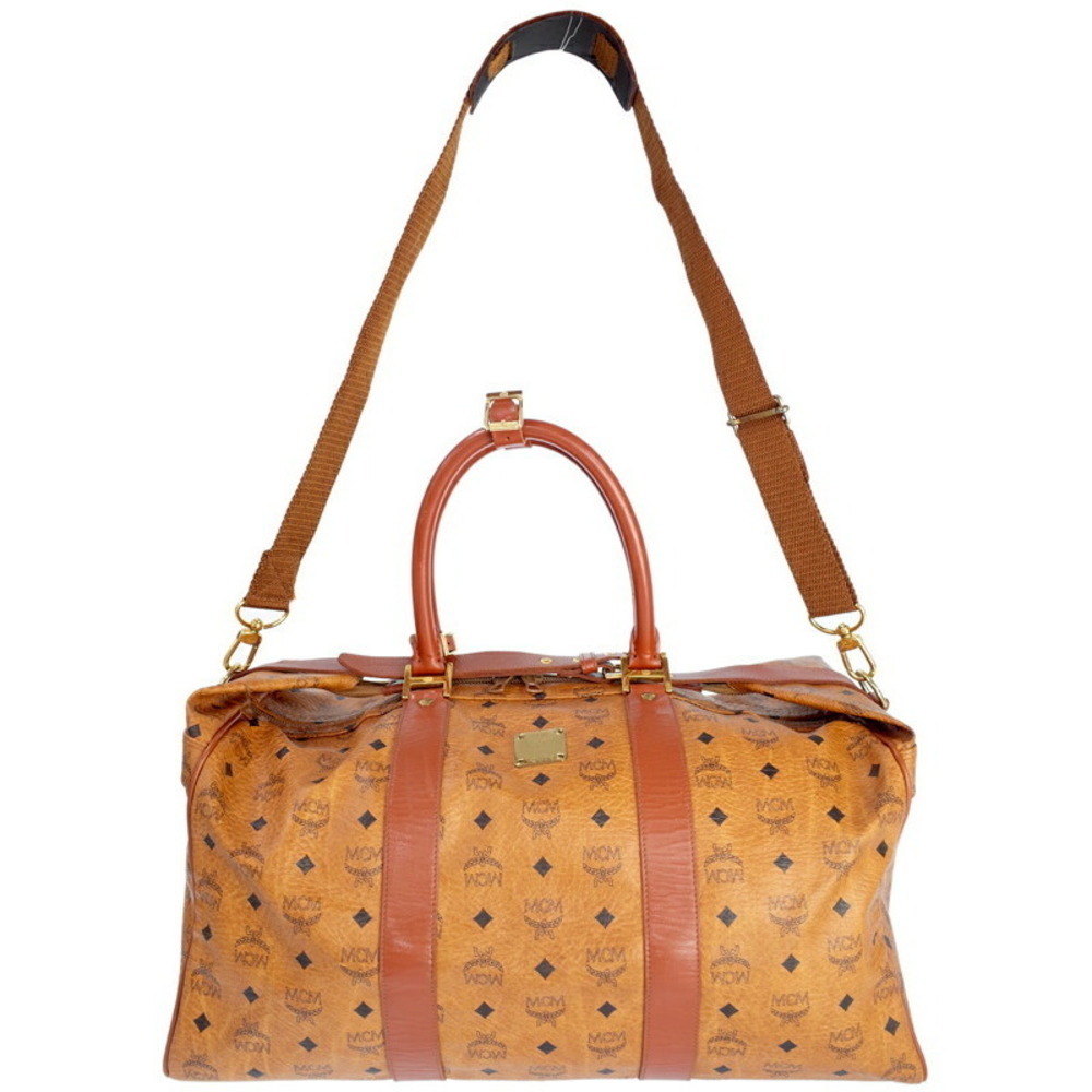 MCM Visetos monogram Boston duffle bag cognac Brown
